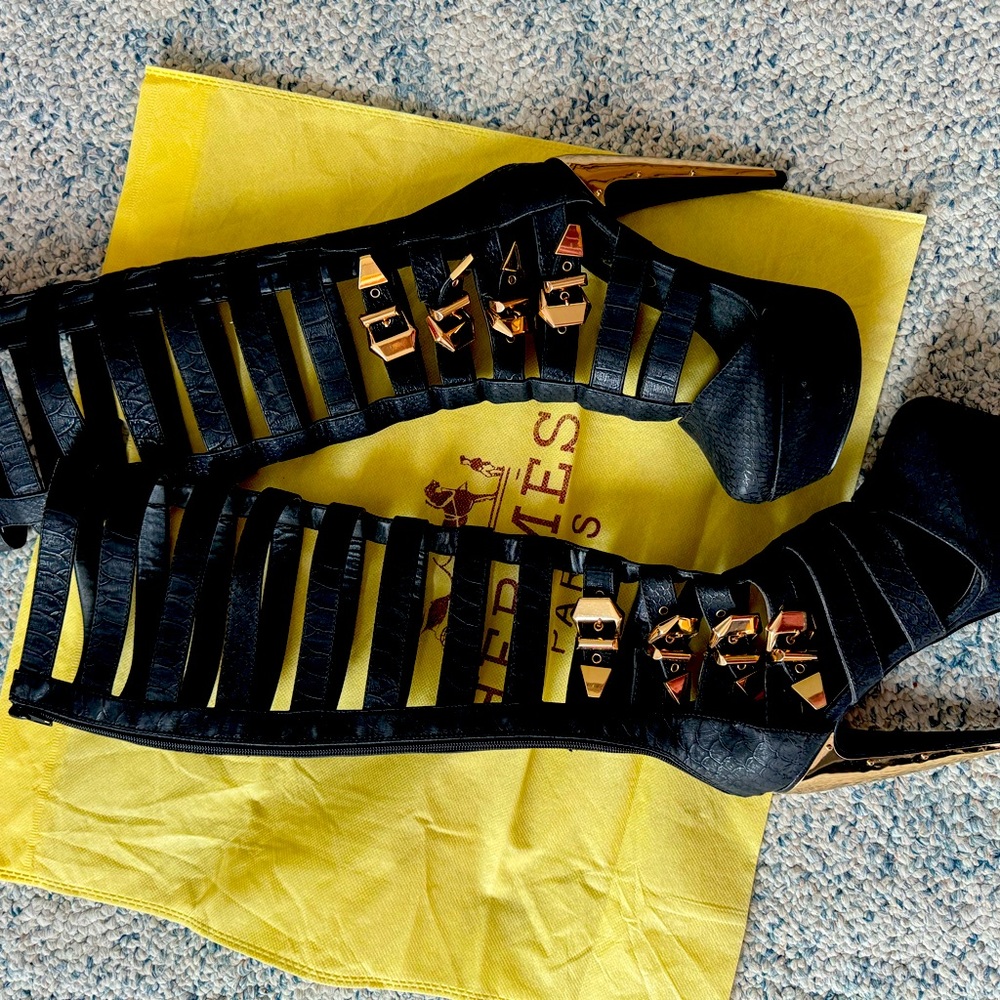 GIUSEPPE ZANOTTI COPIES Super Sexy stiletto cage tall BOOTS snakeskin detail